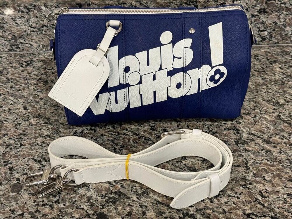 Louis Vuitton AW 2021 Virgil Abloh Blue City Keepall Bag I MISS YOU VWG 324589